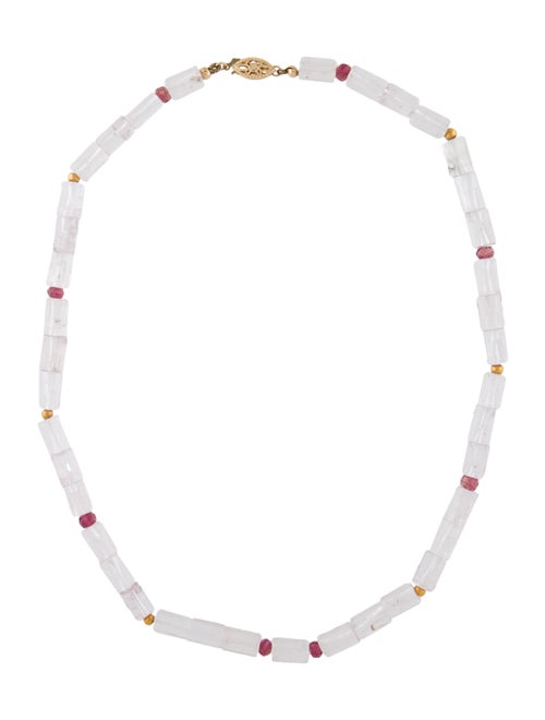 Necklace 14K Kunzite & Tourmaline Beaded Necklace