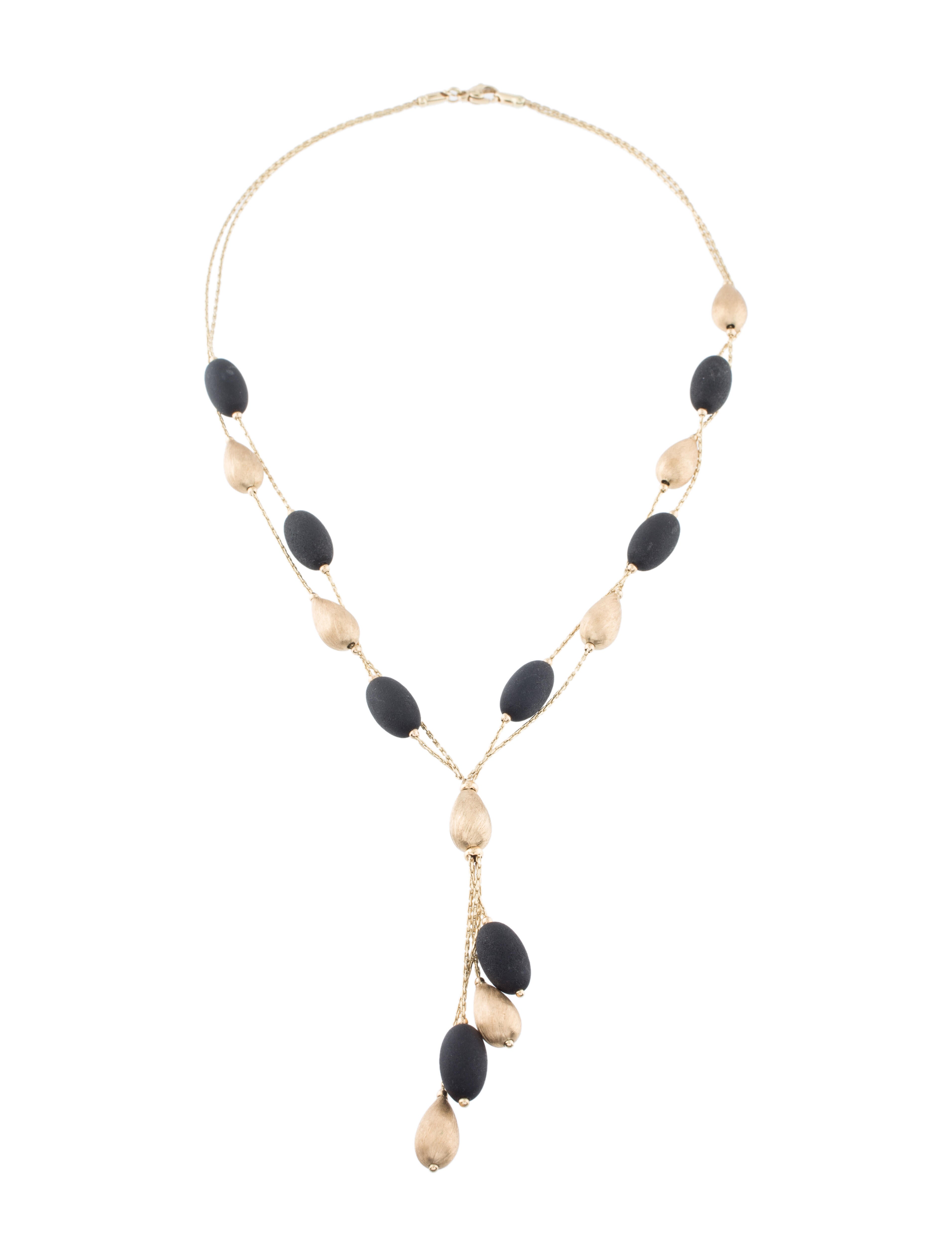 Necklace 14K Resin Beaded Lariat Necklace