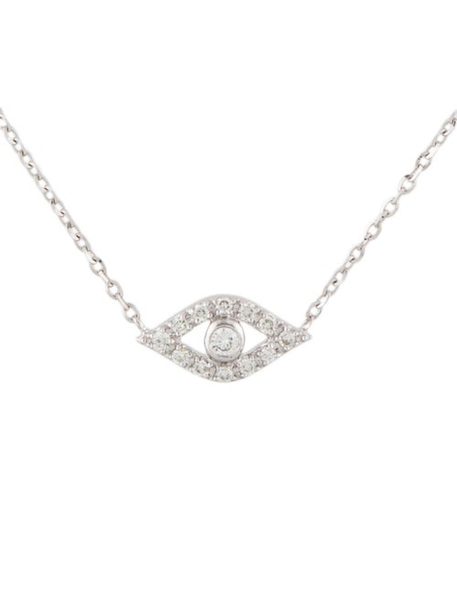 14K Diamond Evil Eye Pendant Necklace white