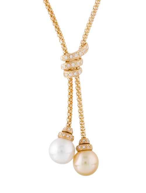 18K Pearl & Diamond Lavalier Necklace yellow