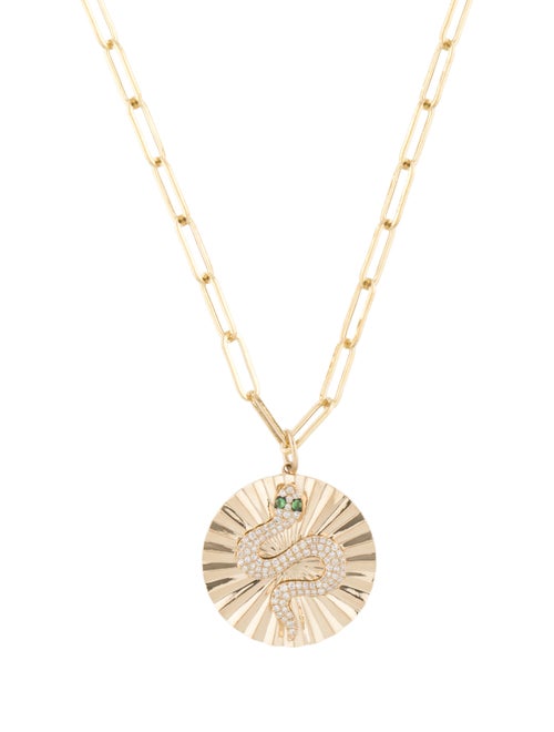 Necklace 14K Tsavorite & Diamond Snake Pendant Nec