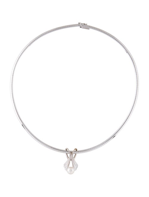 14K Pearl Collar Necklace white