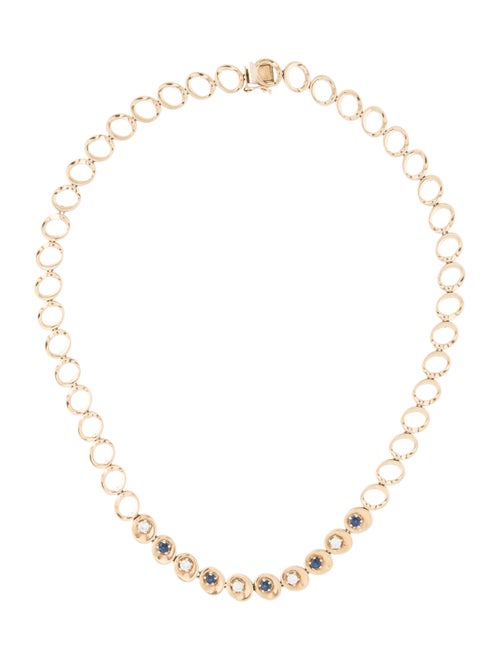 Necklace 14K Diamond & Sapphire Chain Necklace yel
