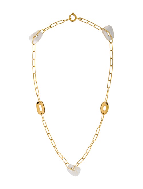 18K Mother of Pearl Station Necklace yellow