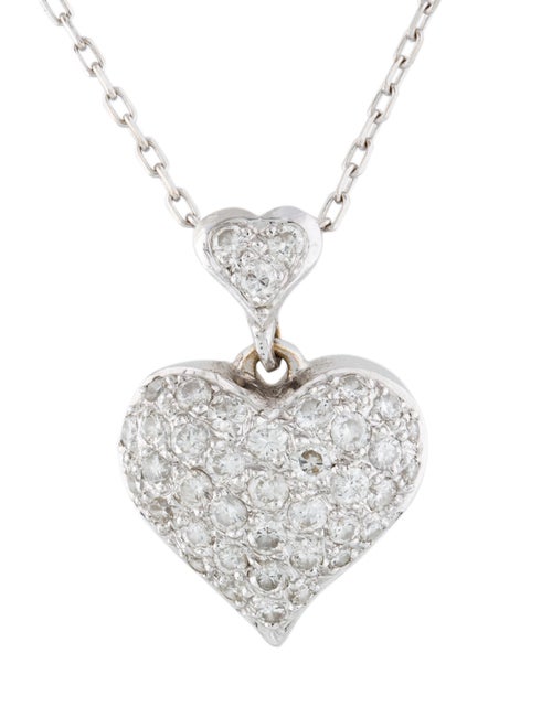18K Diamond Heart Pendant Necklace white