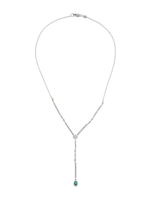 18K Emerald & Diamond Lavalier Necklace white