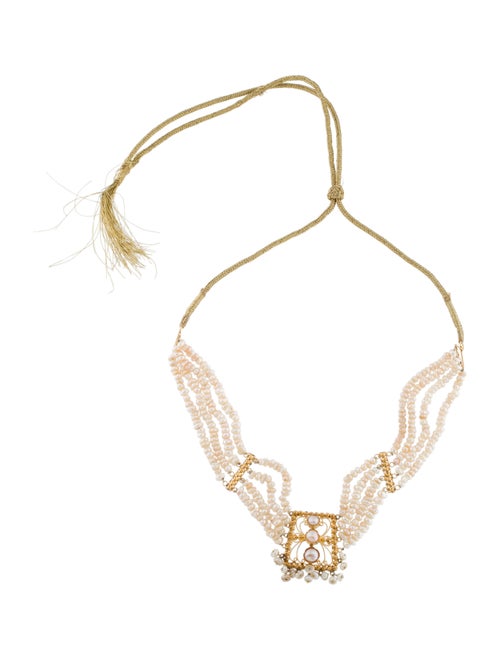 22K Pearl Collar Necklace yellow