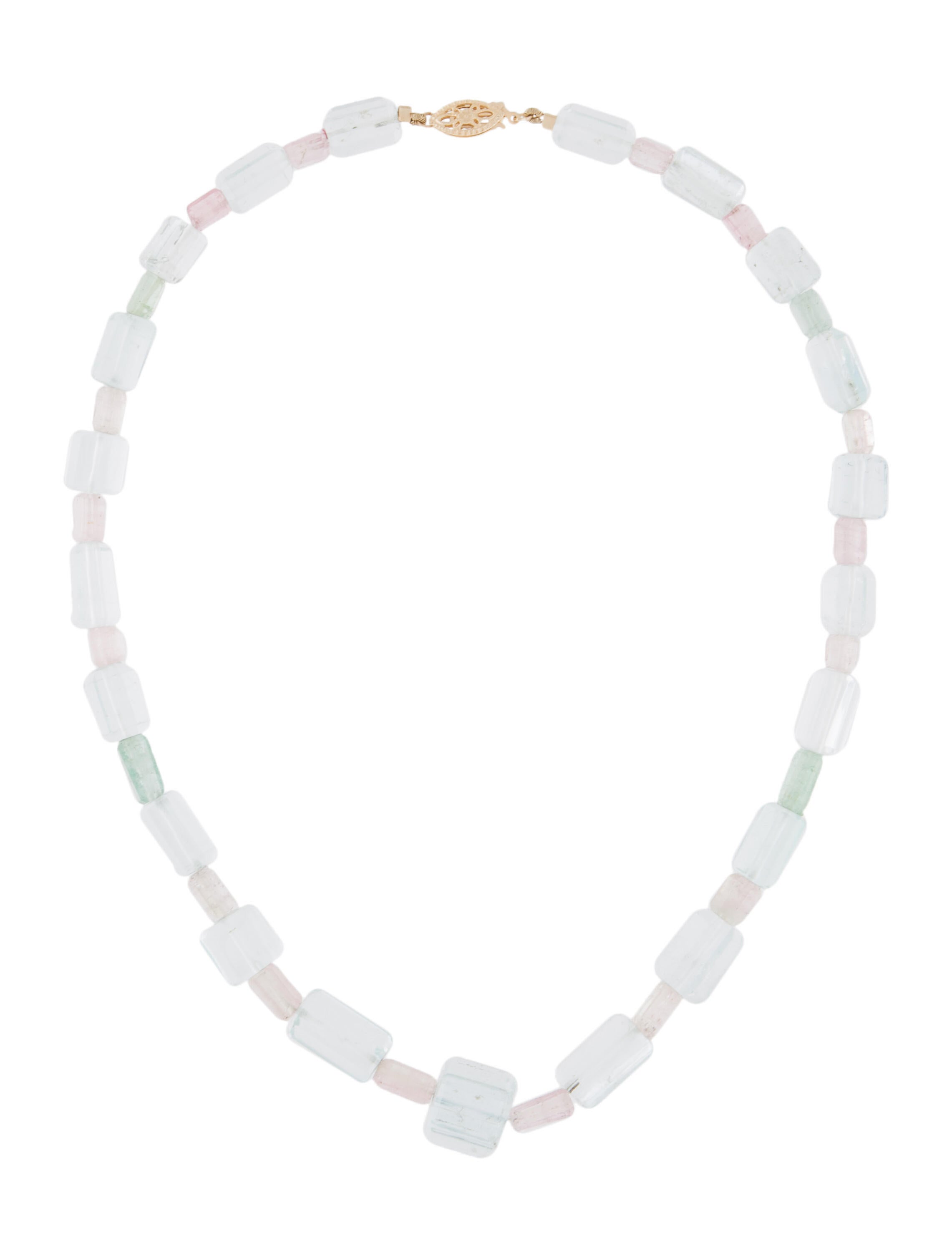 Necklace 14K Aquamarine & Tourmaline Beaded Necklace