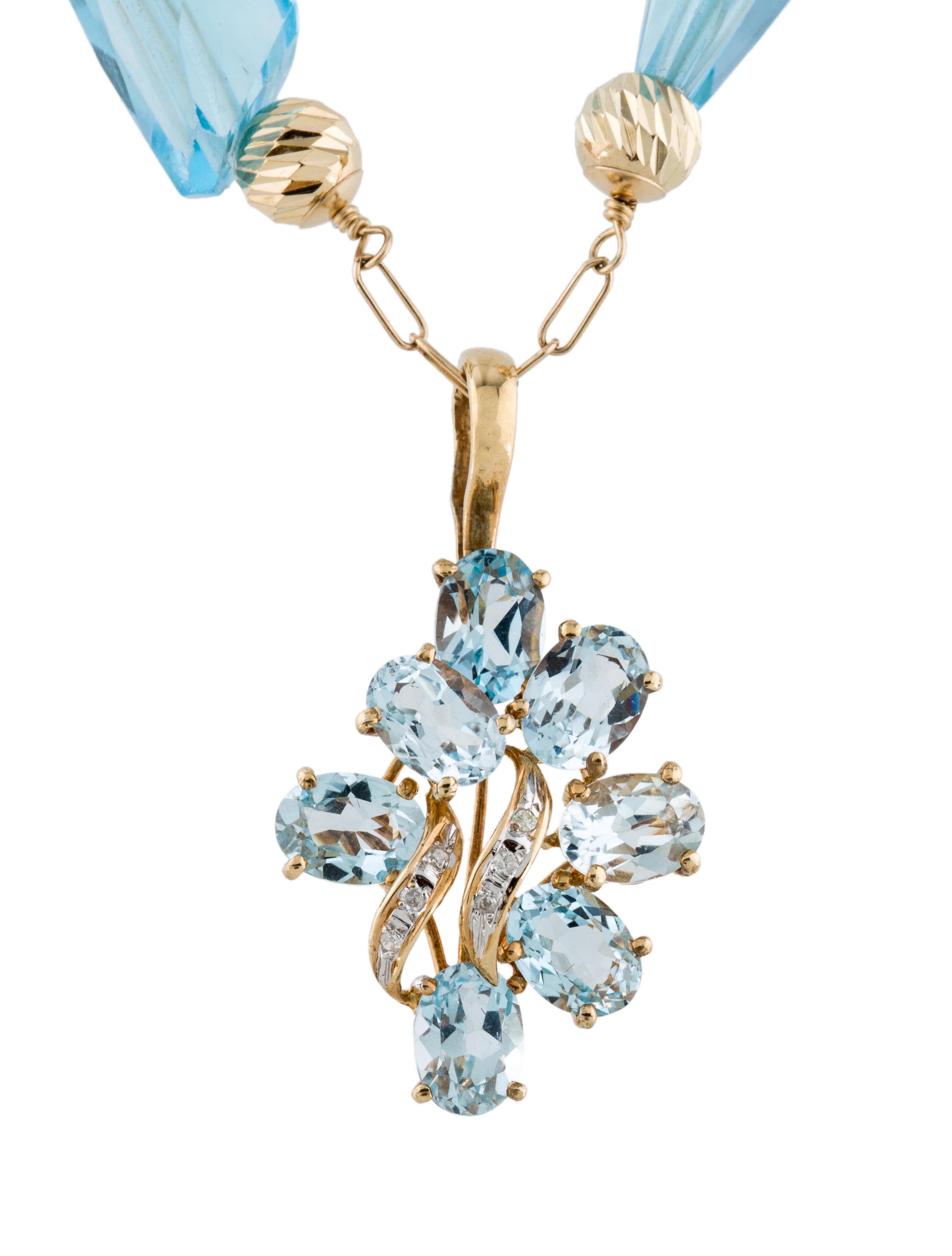 Necklace 14K Topaz & Diamond Pendant Necklace 14K Yellow Gold