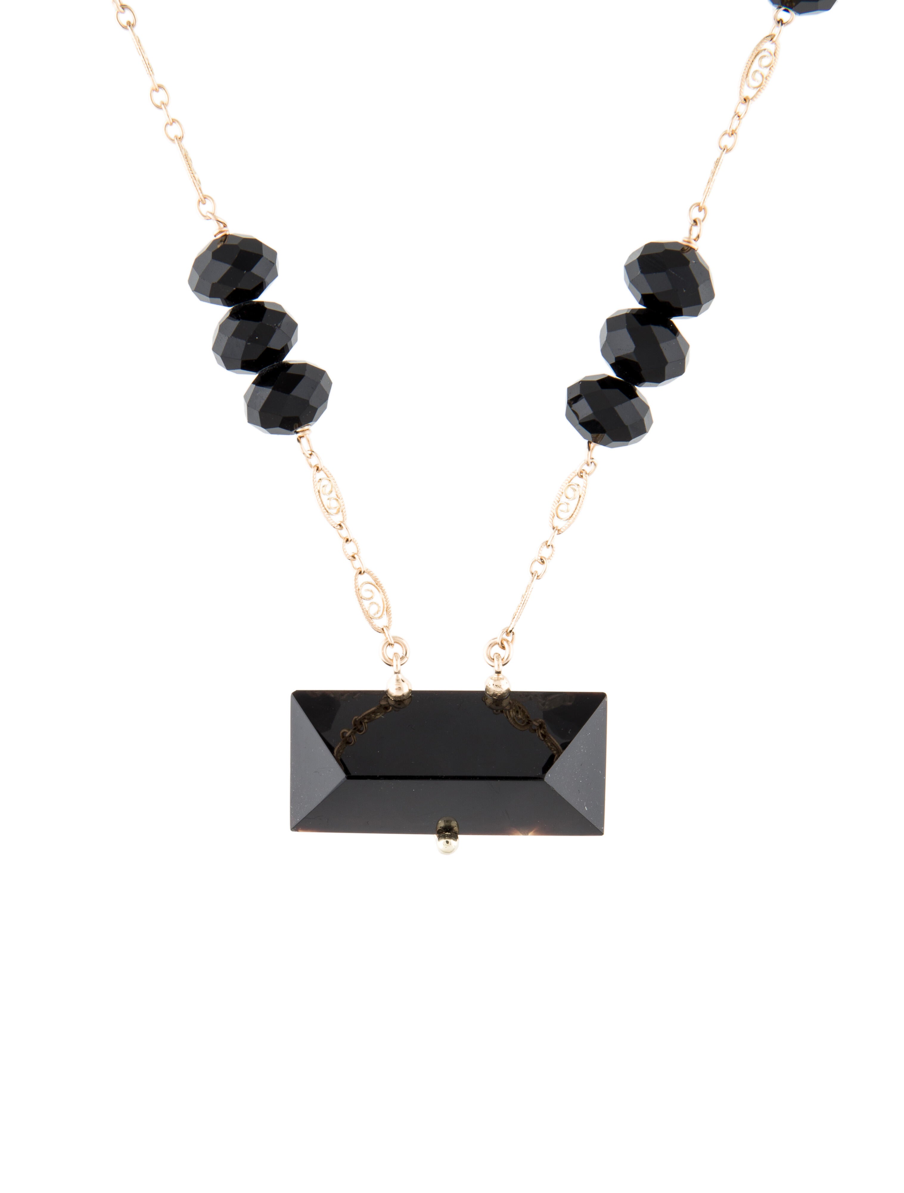 Necklace 14K Onyx Bead Pendant Necklace
