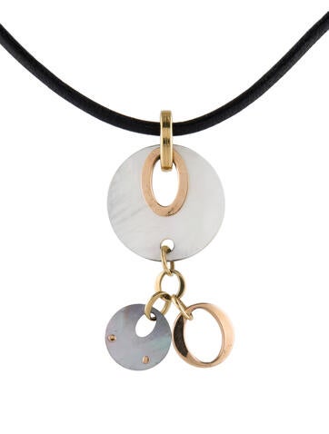 Chimento Pendant Necklace 18K Mother Of Pearl Leather