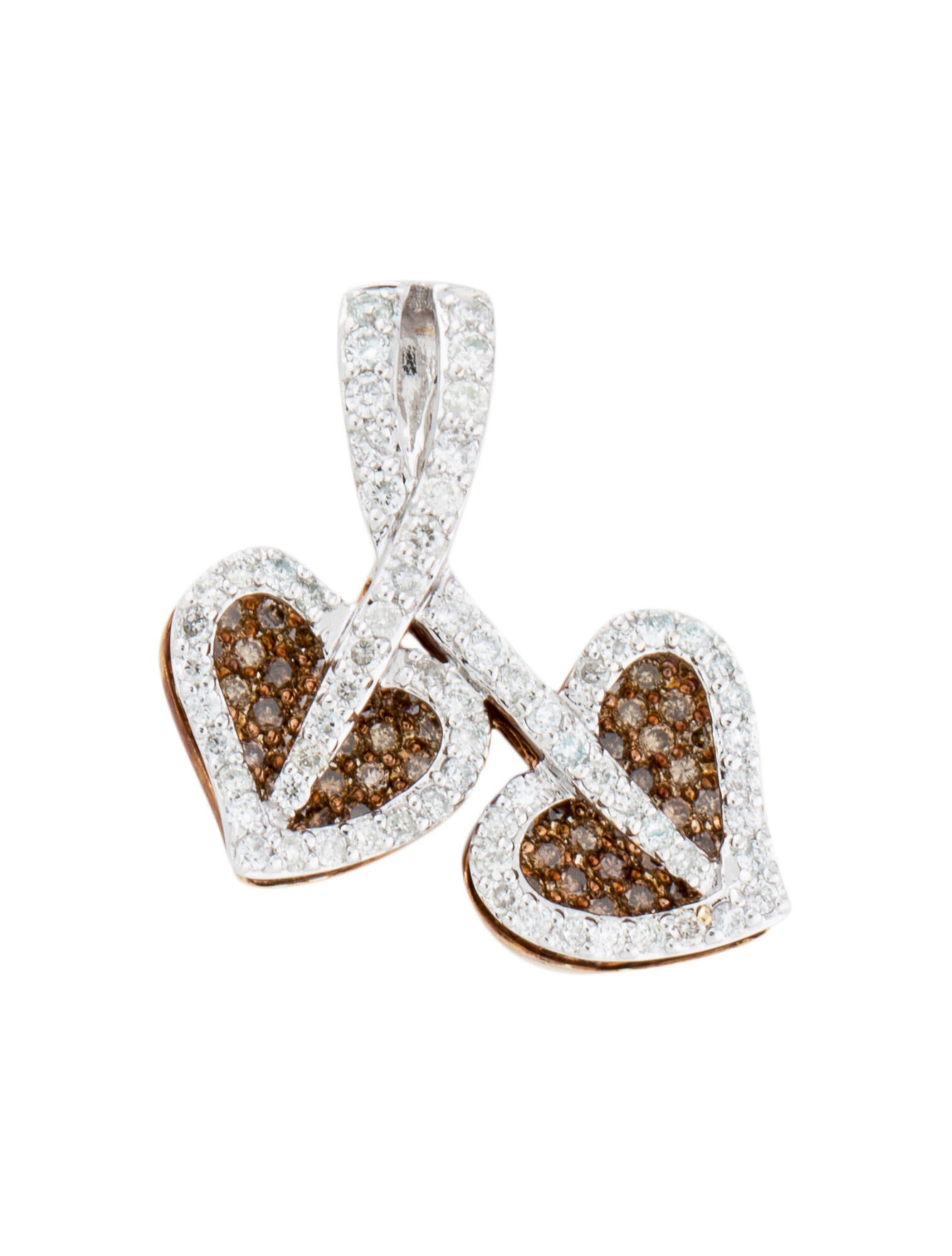 Necklace 14K Diamond Heart Leaf Pendant