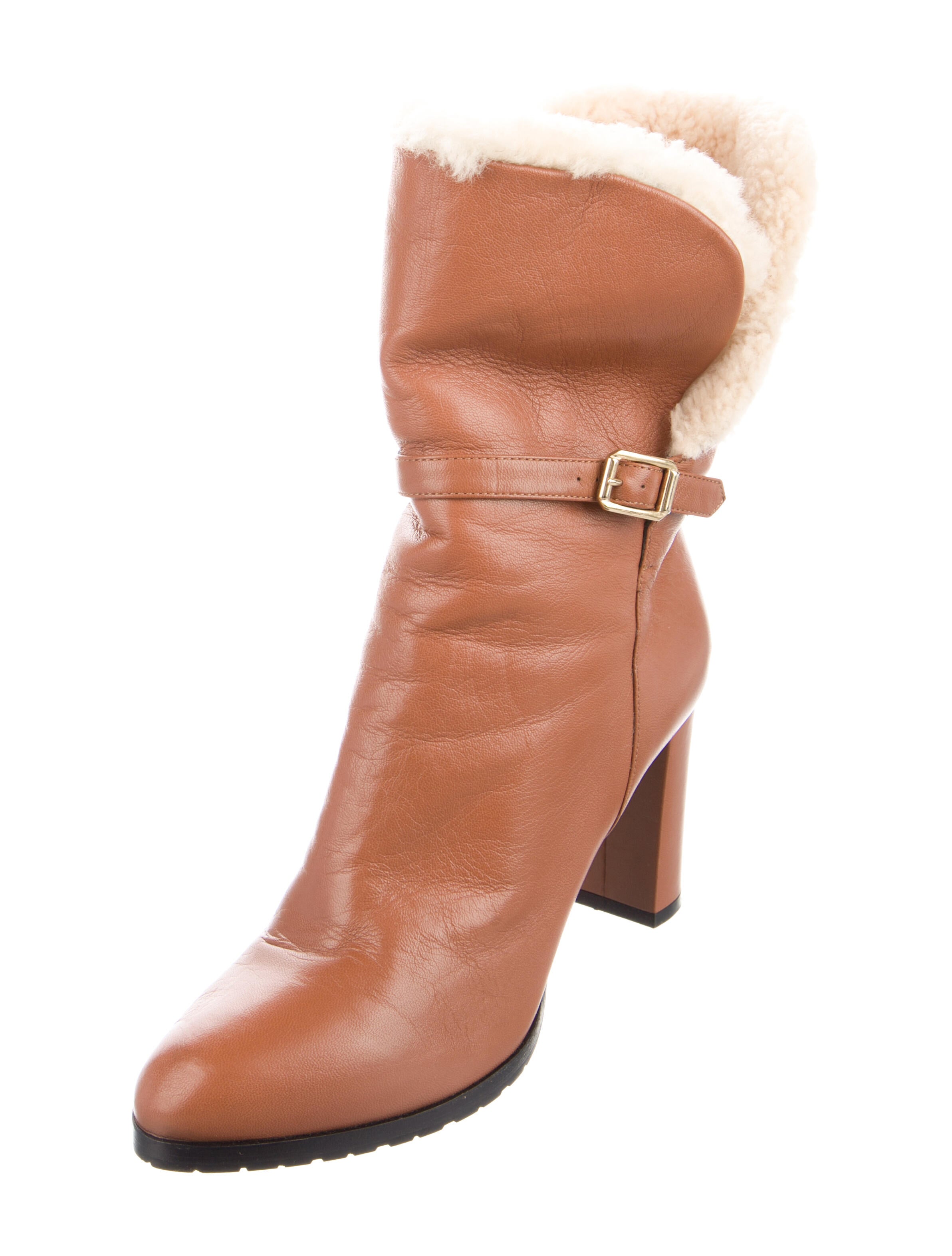 Neil J. Rodgers Leather Fur Trim Moto Boots