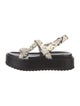 Neil J. Rodgers Leather Animal Print T-Strap Sandals