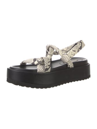 Neil J. Rodgers Leather Animal Print T-Strap Sandals