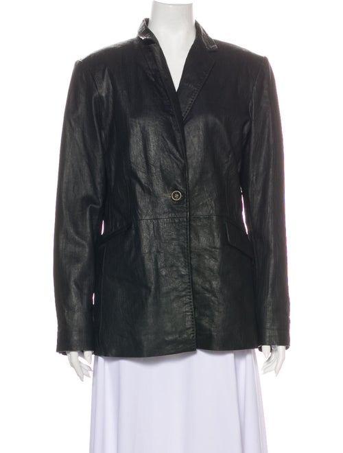 Neiman Marcus Leather Blazer Black