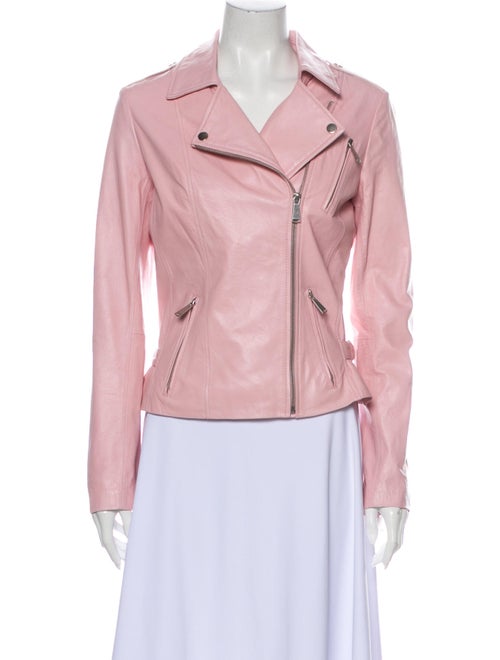 Neiman Marcus Leather Biker Jacket Pink