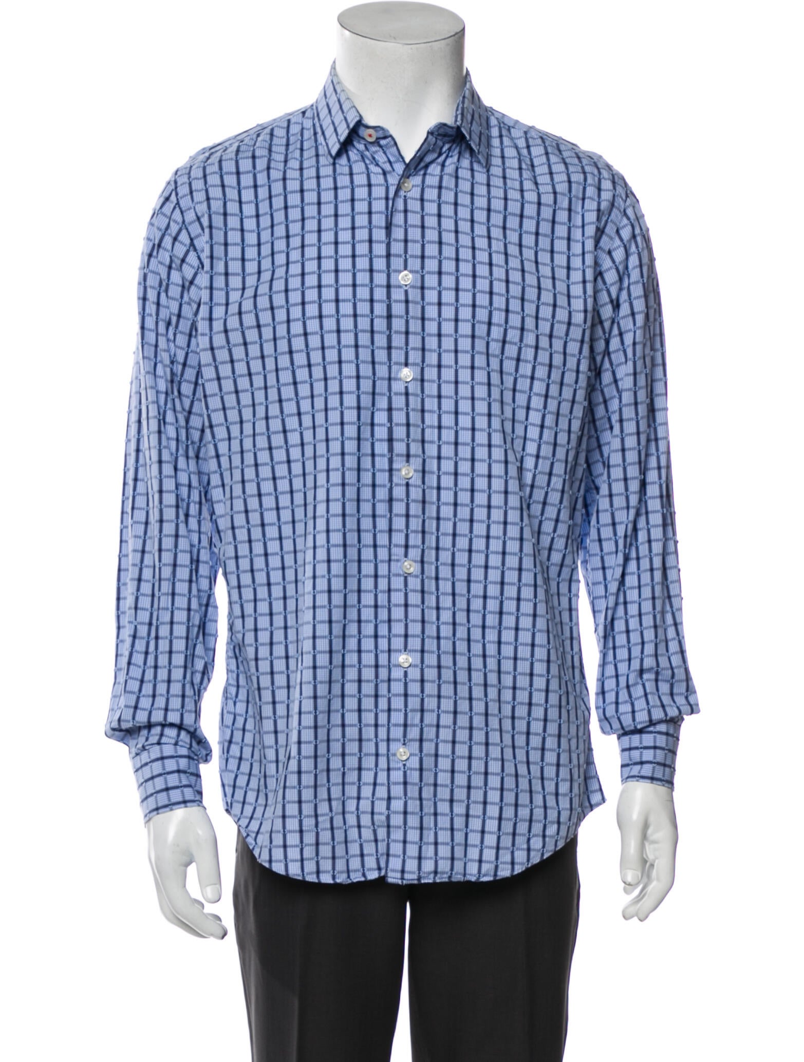 Neiman Marcus Plaid Print Long Sleeve Shirt