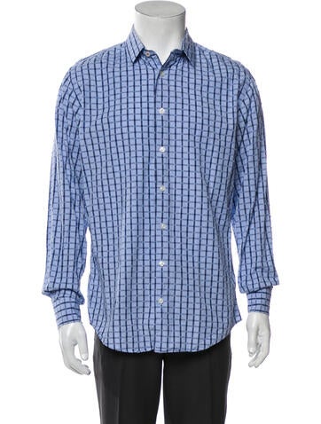 Neiman Marcus Casual Shirts Plaid Print Long Sleeve Shirt 39 | M