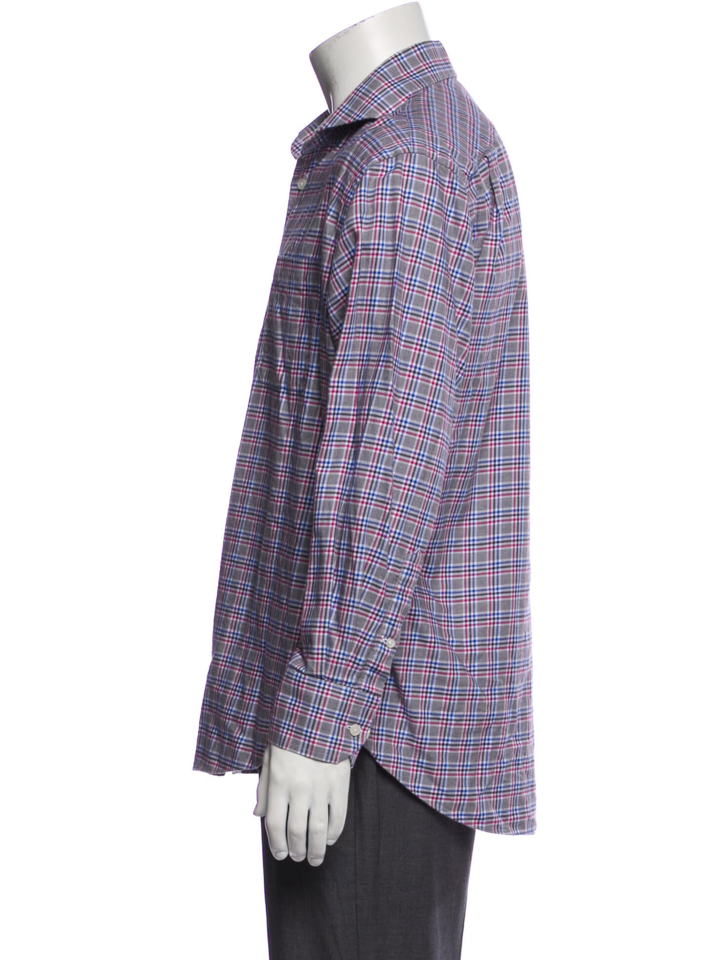 Neiman Marcus Plaid Print Long Sleeve Shirt