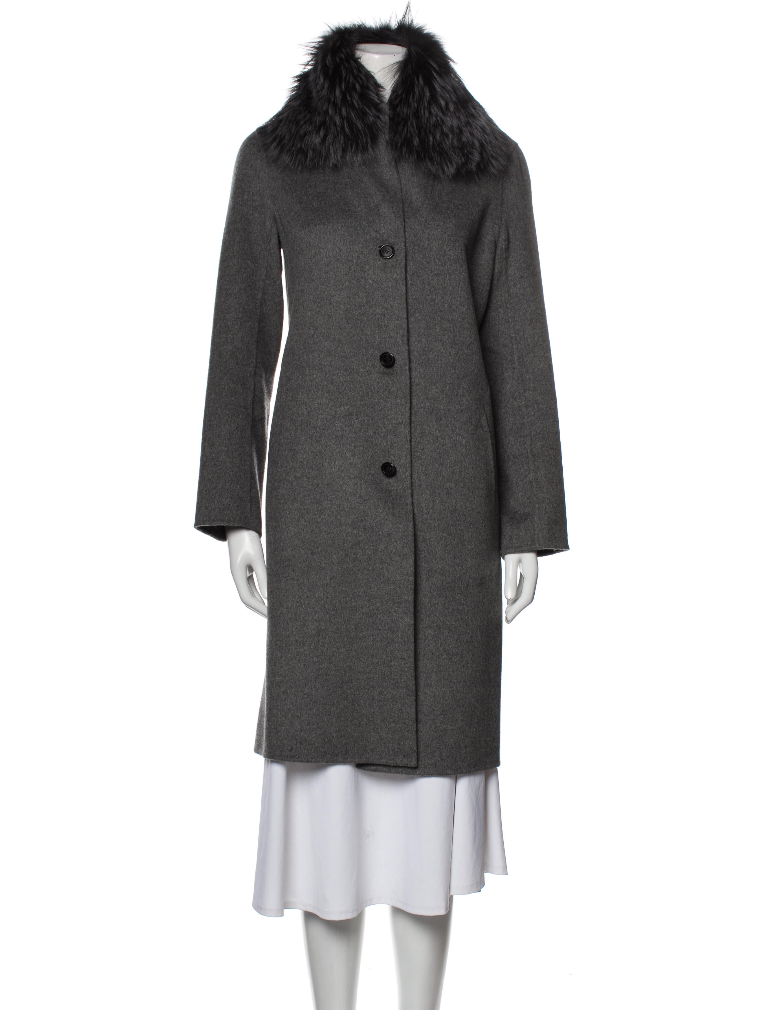 Neiman Marcus Cashmere Fur Coat Grey Coats, Clothing NEMRC36768