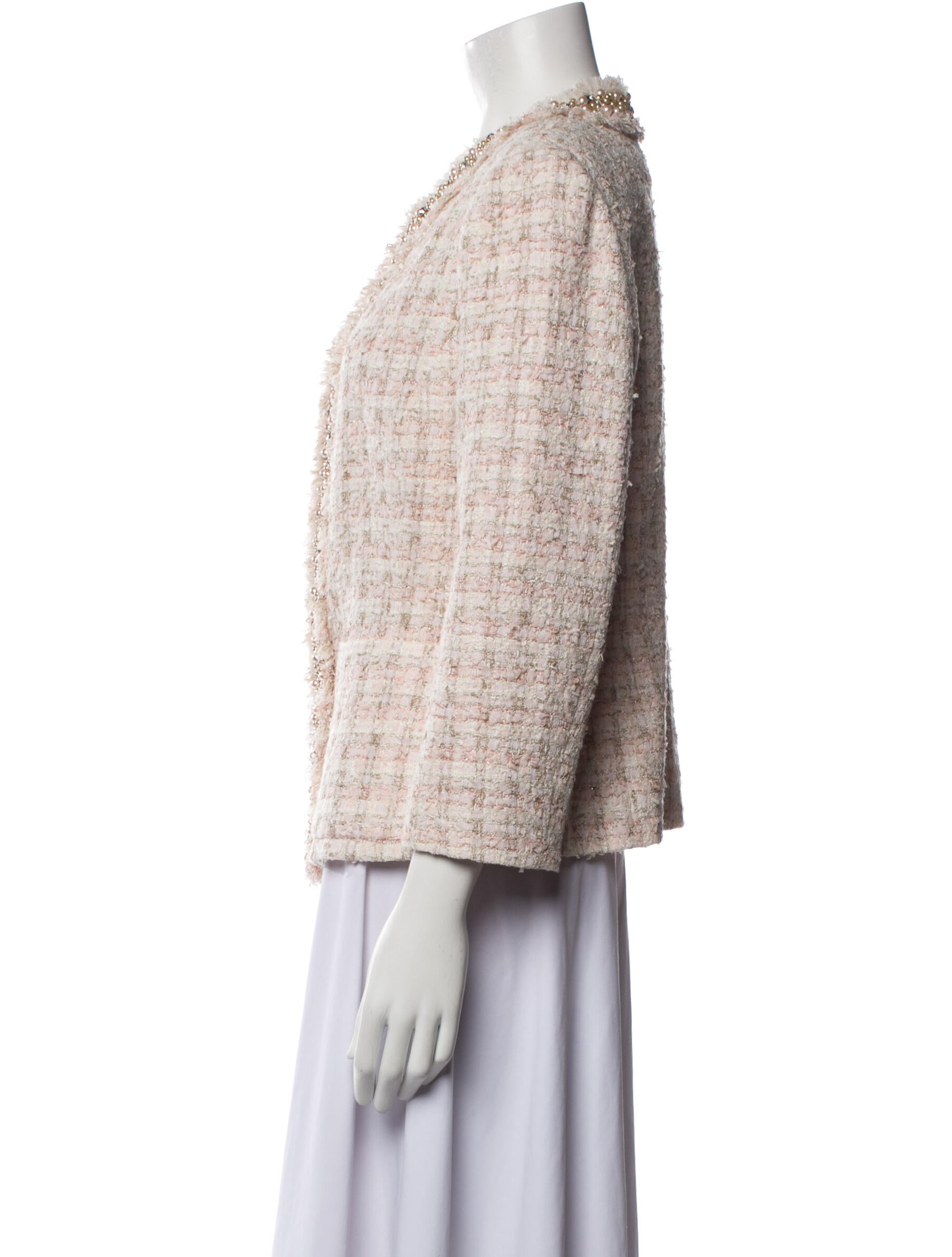 Neiman Marcus Tweed Pattern Evening Jacket - Pink Jackets, Clothing