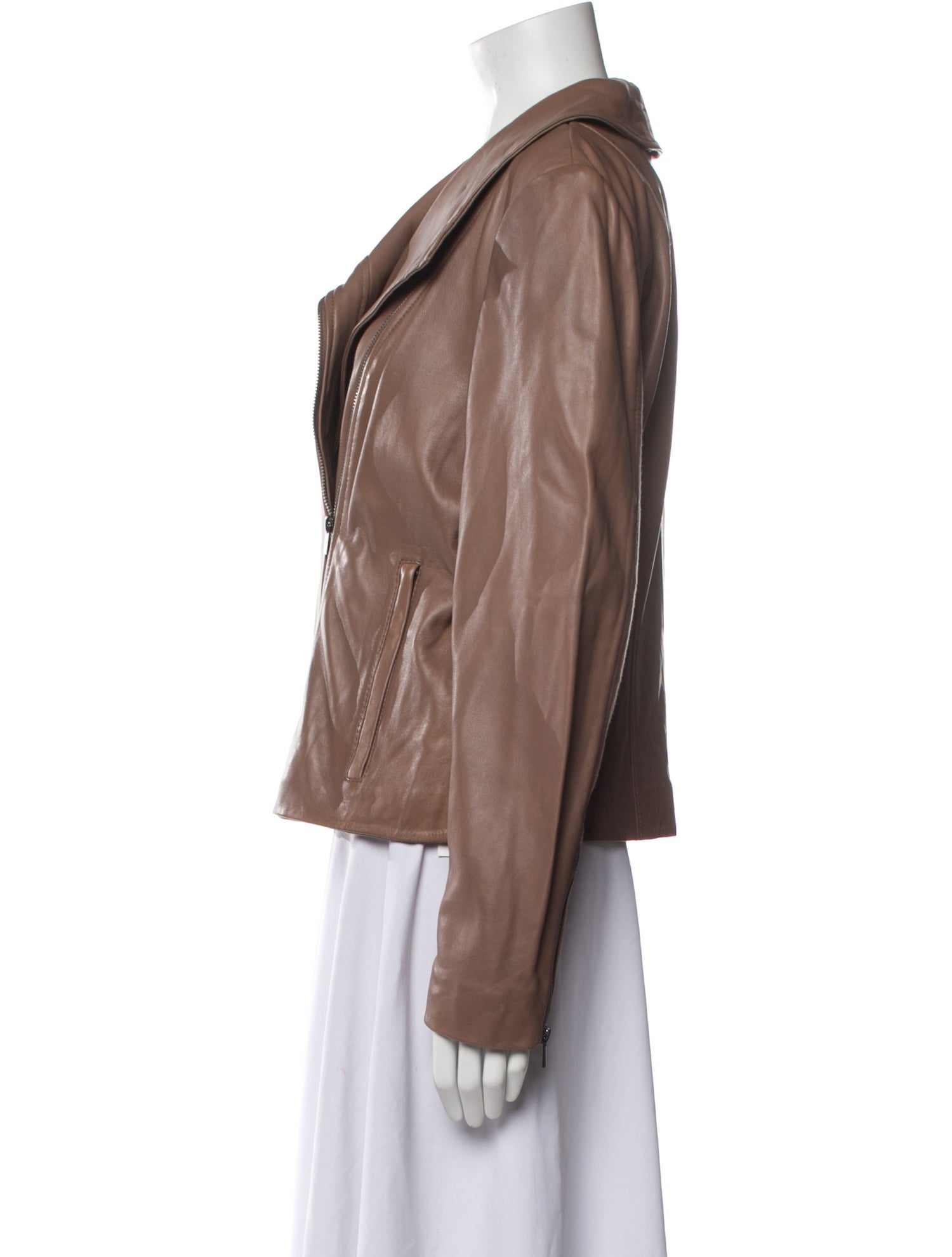 Neiman Marcus Leather Biker Jacket Brown Jackets, Clothing