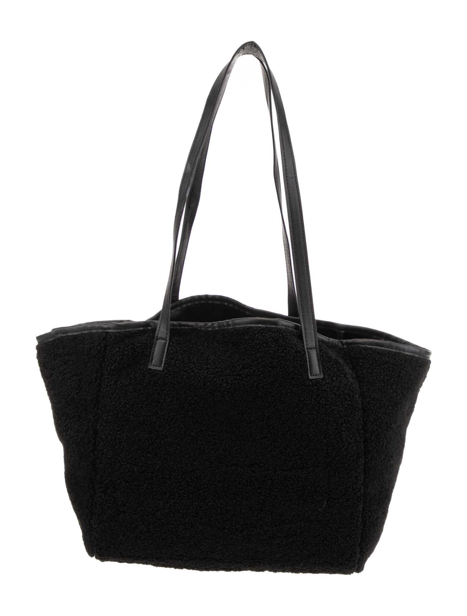 Neiman Marcus Faux Shearling Tote Bag Black Totes, Handbags