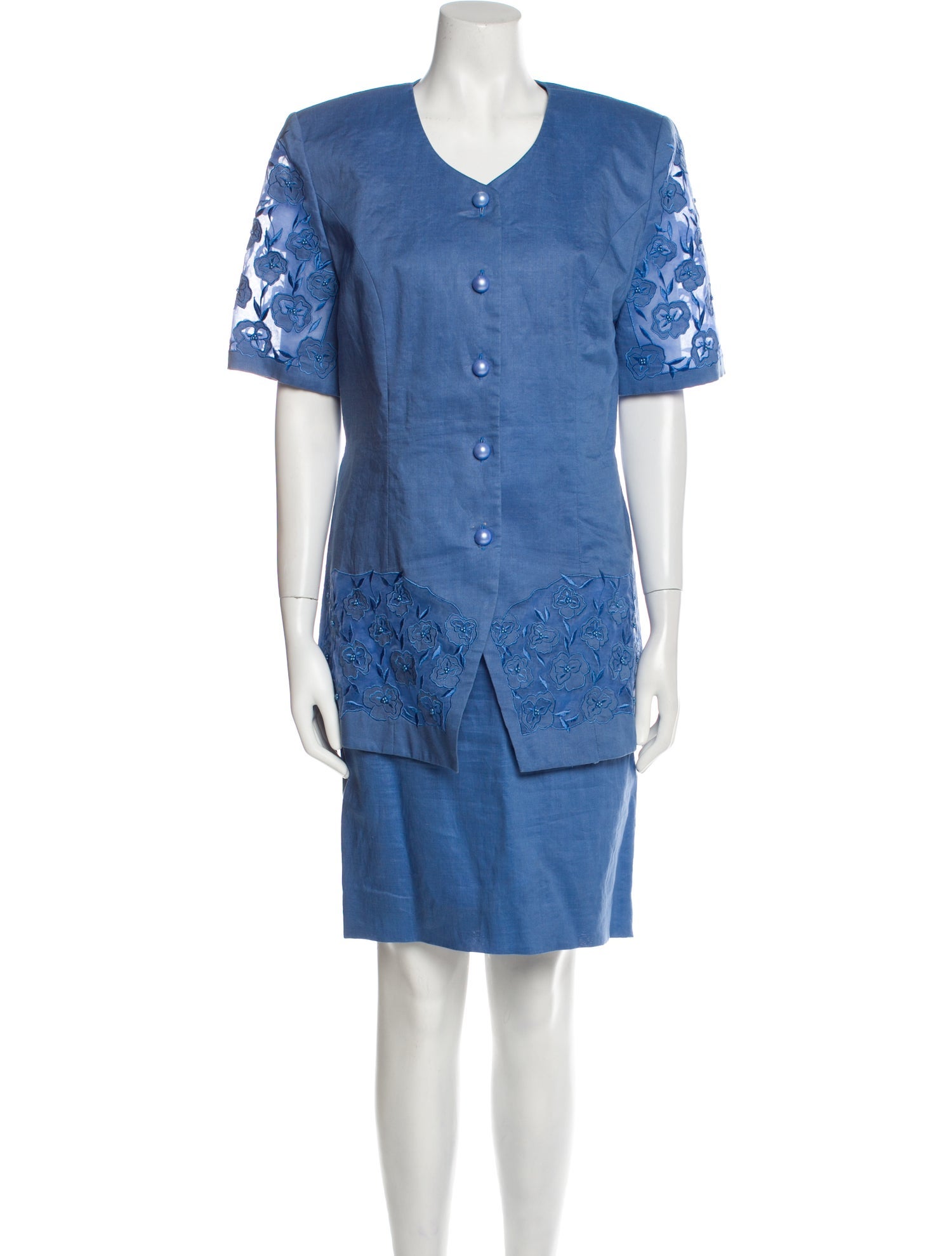 Neiman Marcus Beaded Accents Skirt Suit