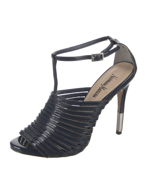 Neiman Marcus Patent Leather T-Strap Sandals