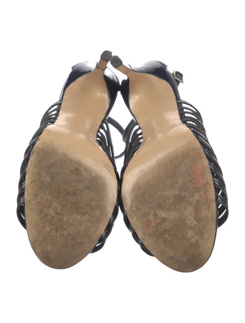 Neiman Marcus Patent Leather T-Strap Sandals