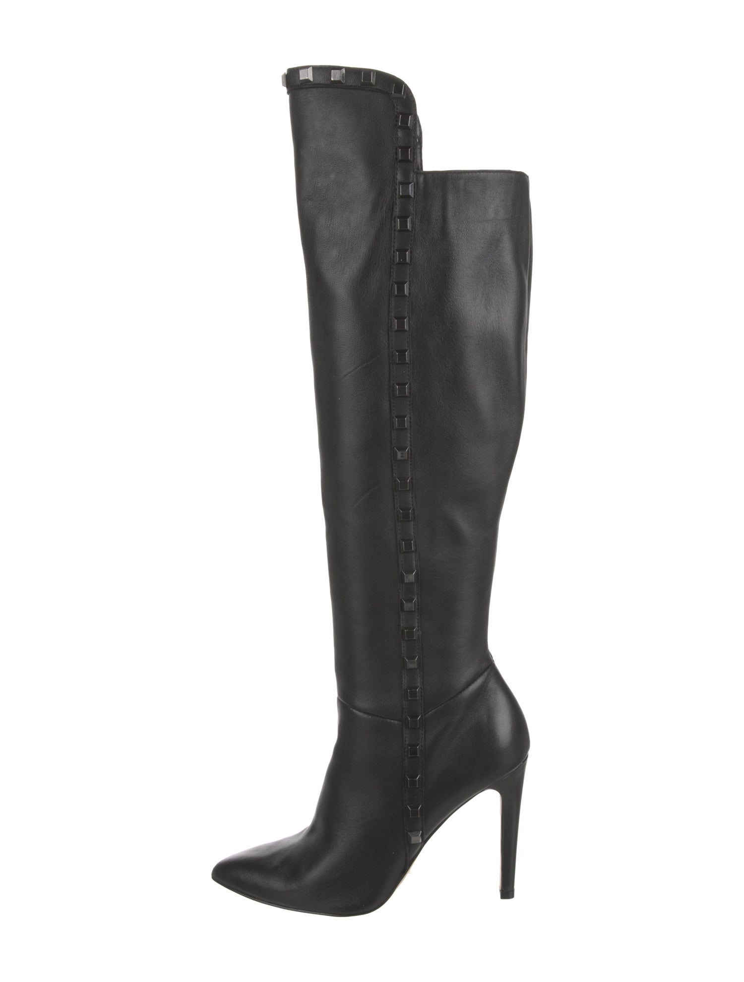 Neiman Marcus Leather Studded Accents Boots Black Boots, Shoes