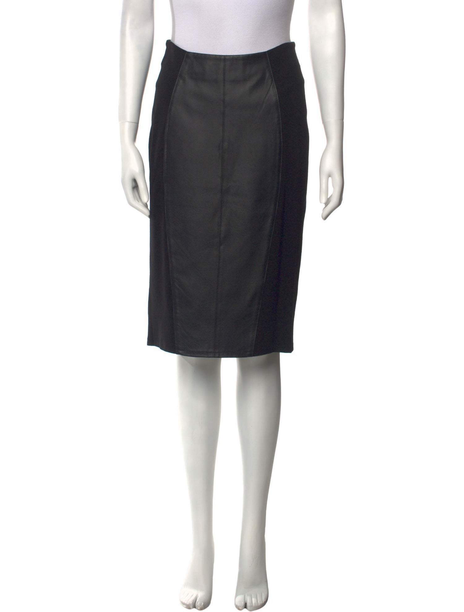 Neiman Marcus Leather Trim Embellishment Knee-Length Skirt