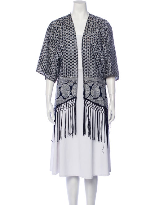 Neiman Marcus Printed Fringe Trim Accent Robe