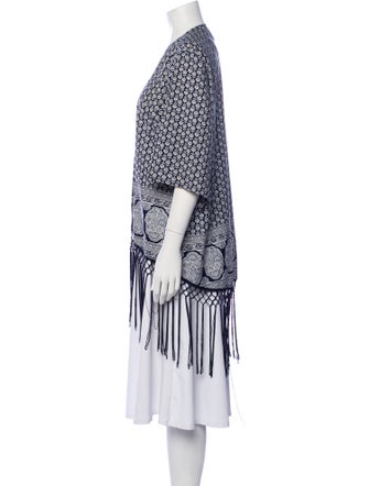 Neiman Marcus Printed Fringe Trim Accent Robe