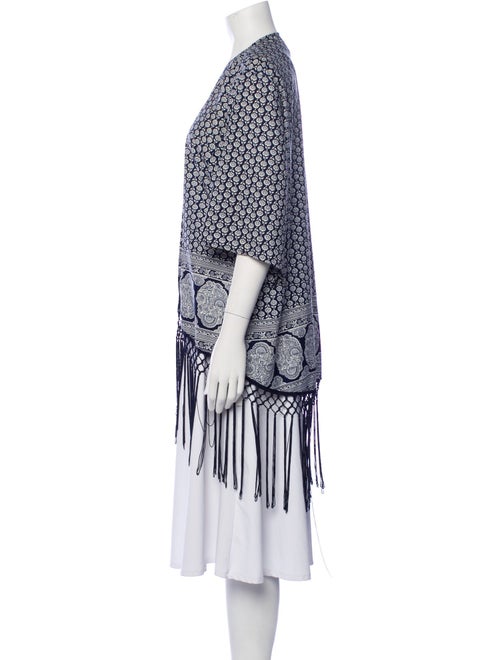 Neiman Marcus Printed Fringe Trim Accent Robe