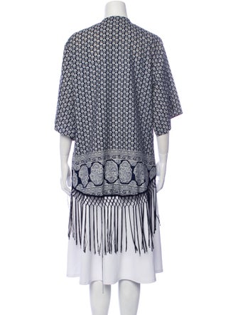 Neiman Marcus Printed Fringe Trim Accent Robe