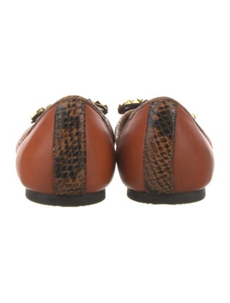 Neiman Marcus Leather Bow Accents Ballet Flats