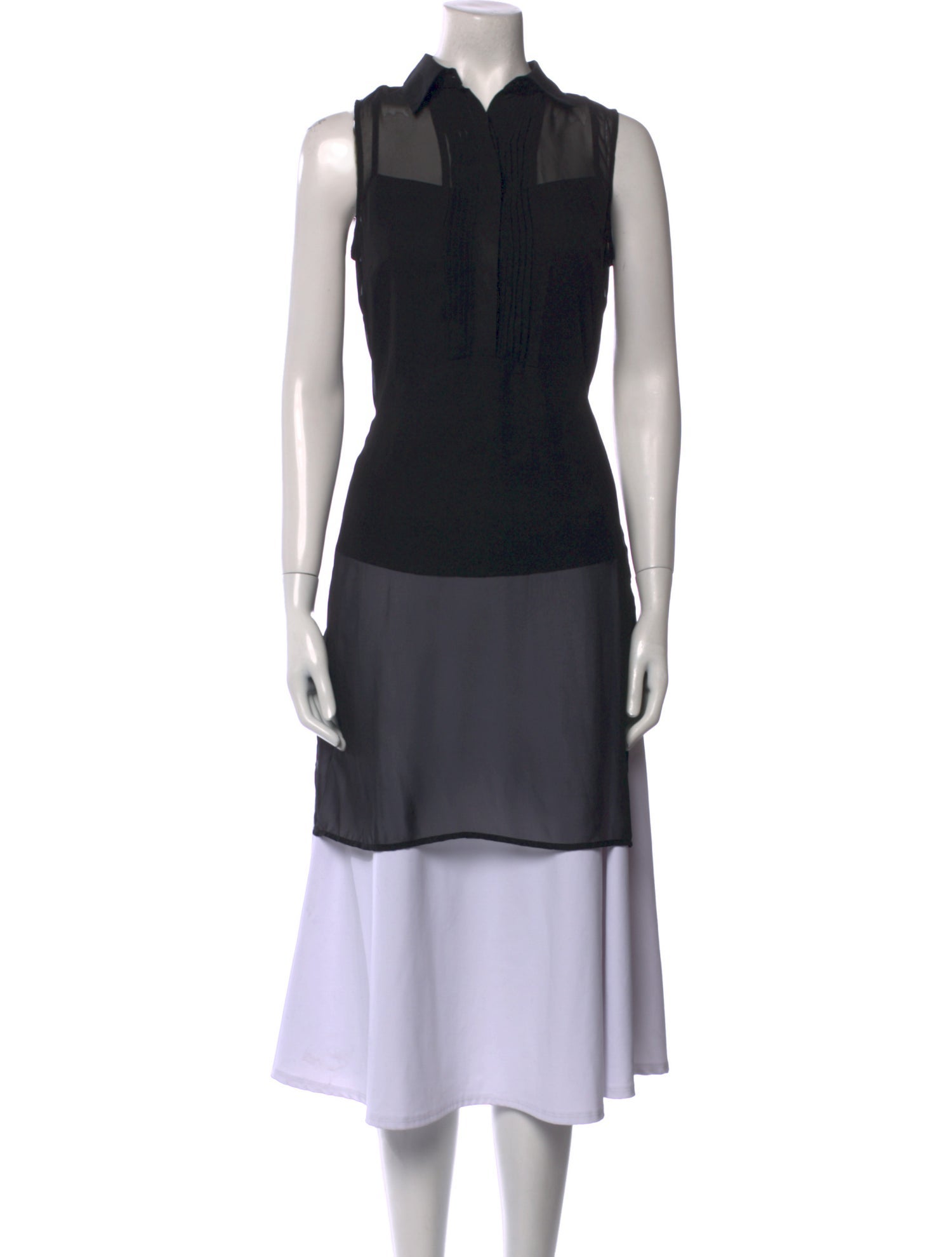 Neiman Marcus Sleeveless Collared Blouse