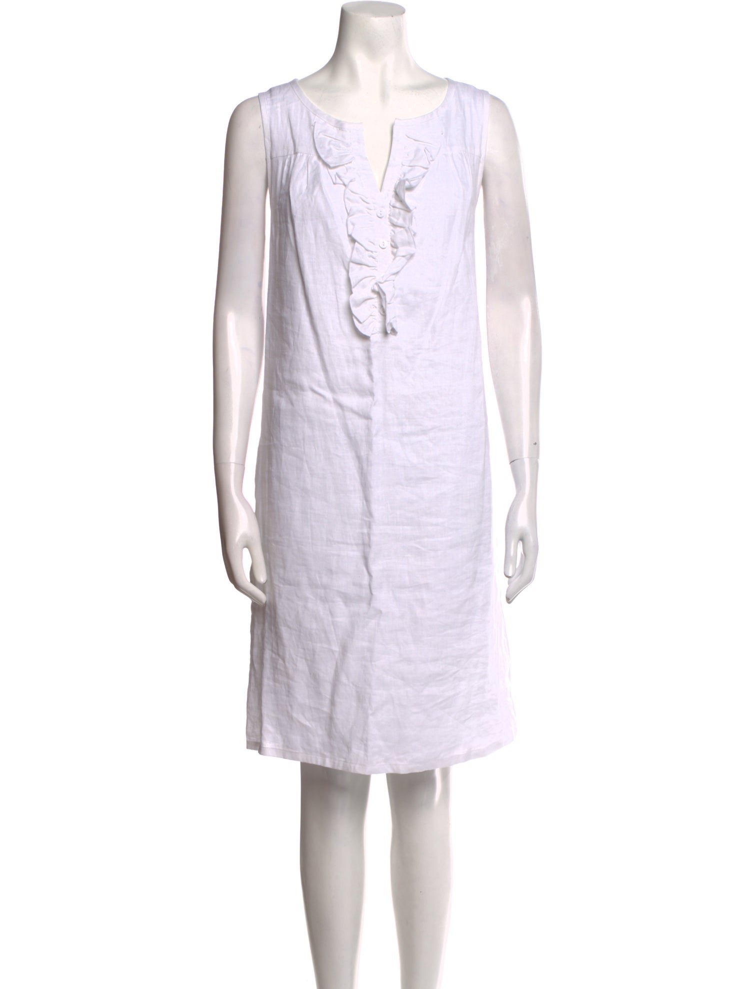Neiman Marcus Linen Knee-Length Dress - White Dresses, Clothing -  NEMRC67957 | The RealReal