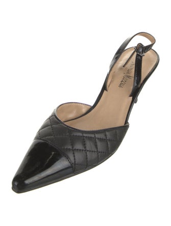 Neiman Marcus Quilted Pattern Leather Slingback Pumps