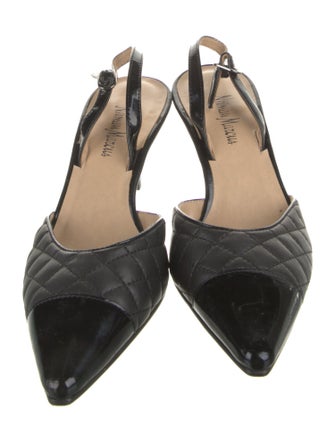Neiman Marcus Quilted Pattern Leather Slingback Pumps