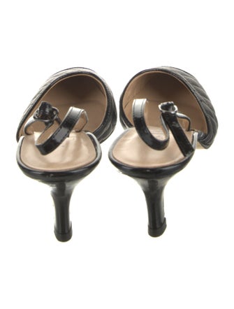 Neiman Marcus Quilted Pattern Leather Slingback Pumps