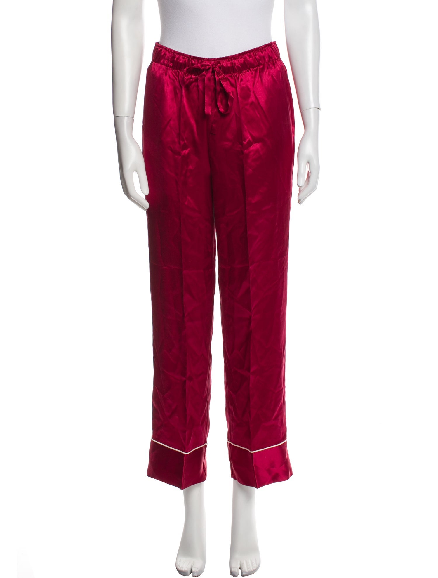Neiman Marcus Silk Ruffle Embellishment Pajamas