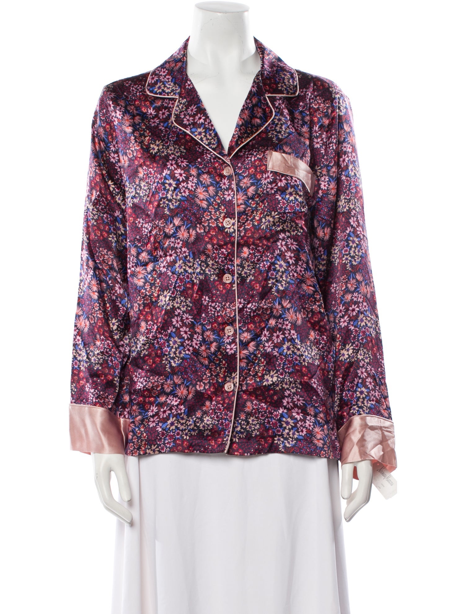 Neiman Marcus Silk Floral Print Pajamas