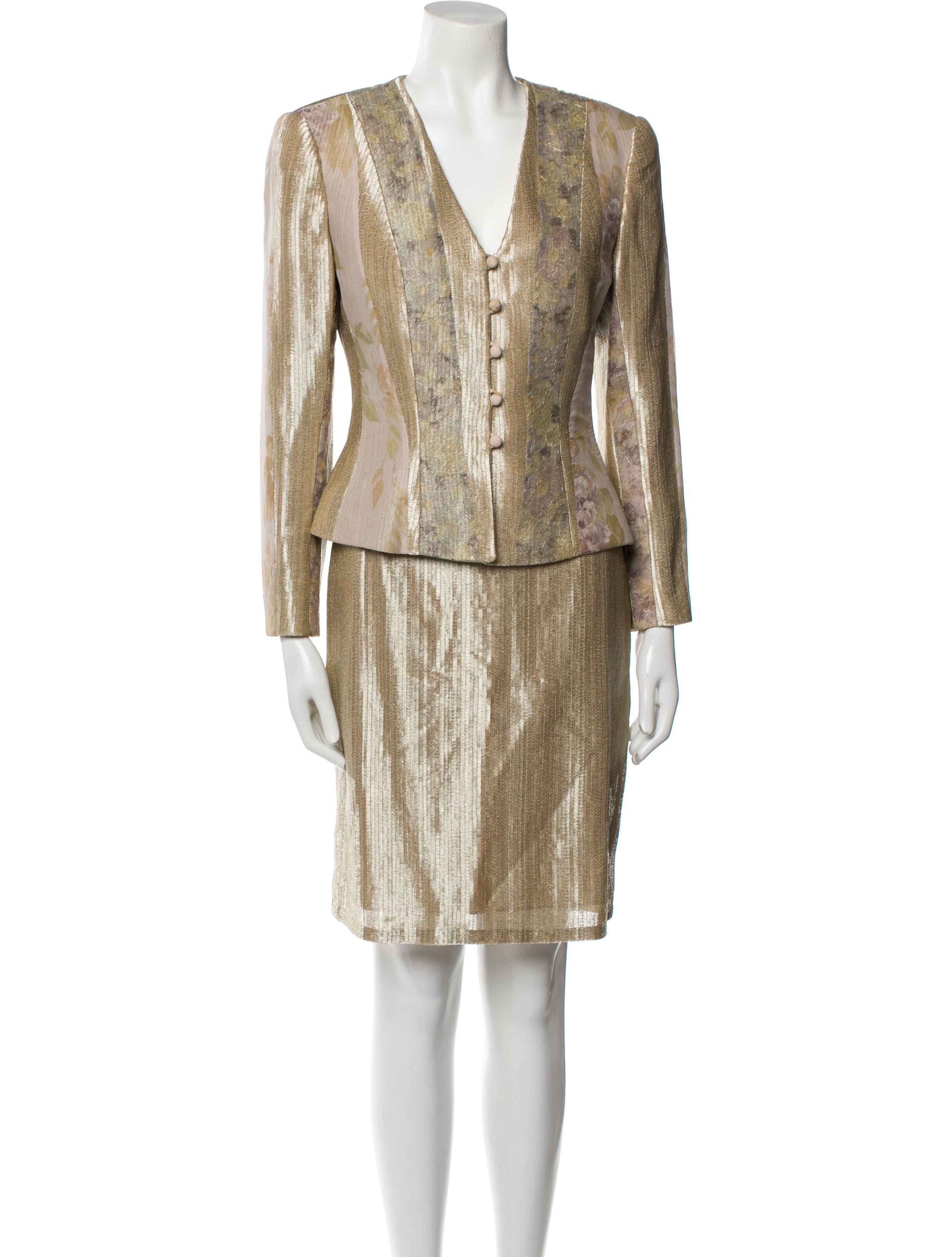 Neiman Marcus Vintage Floral Print Skirt Suit