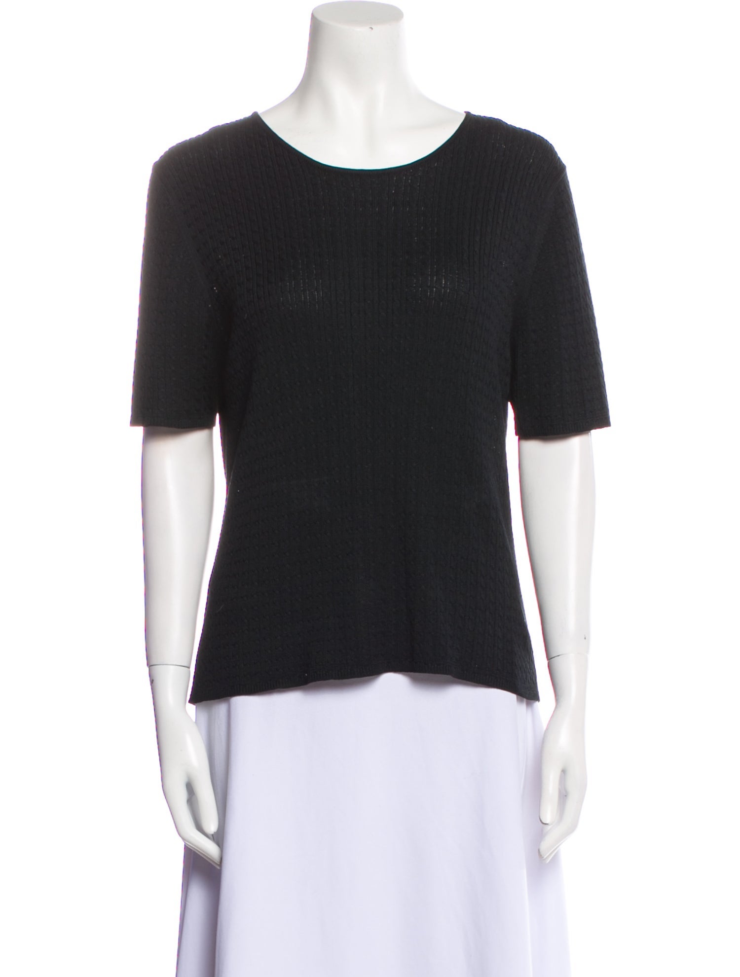Neiman Marcus Silk Scoop Neck T-Shirt