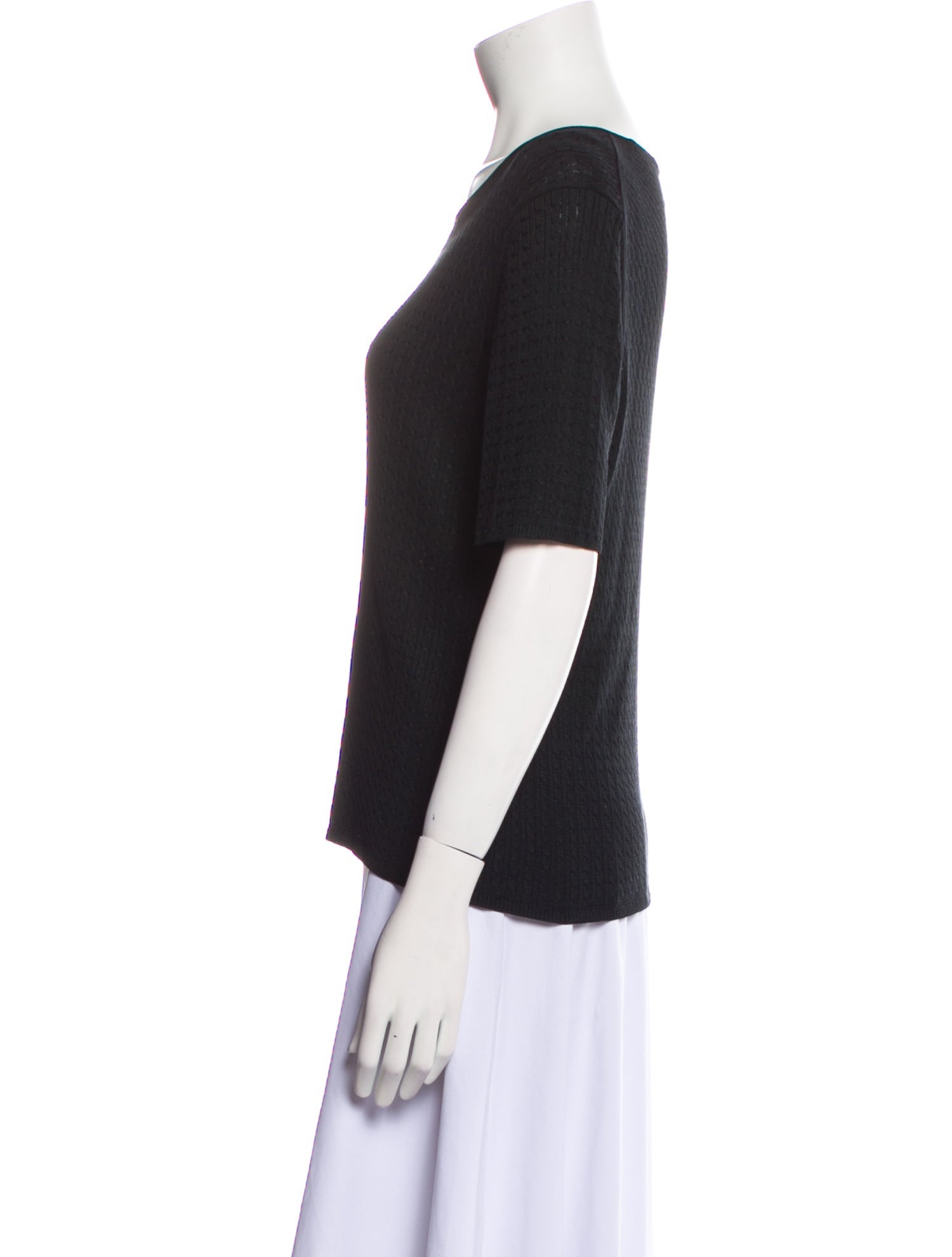 Neiman Marcus Silk Scoop Neck T-Shirt