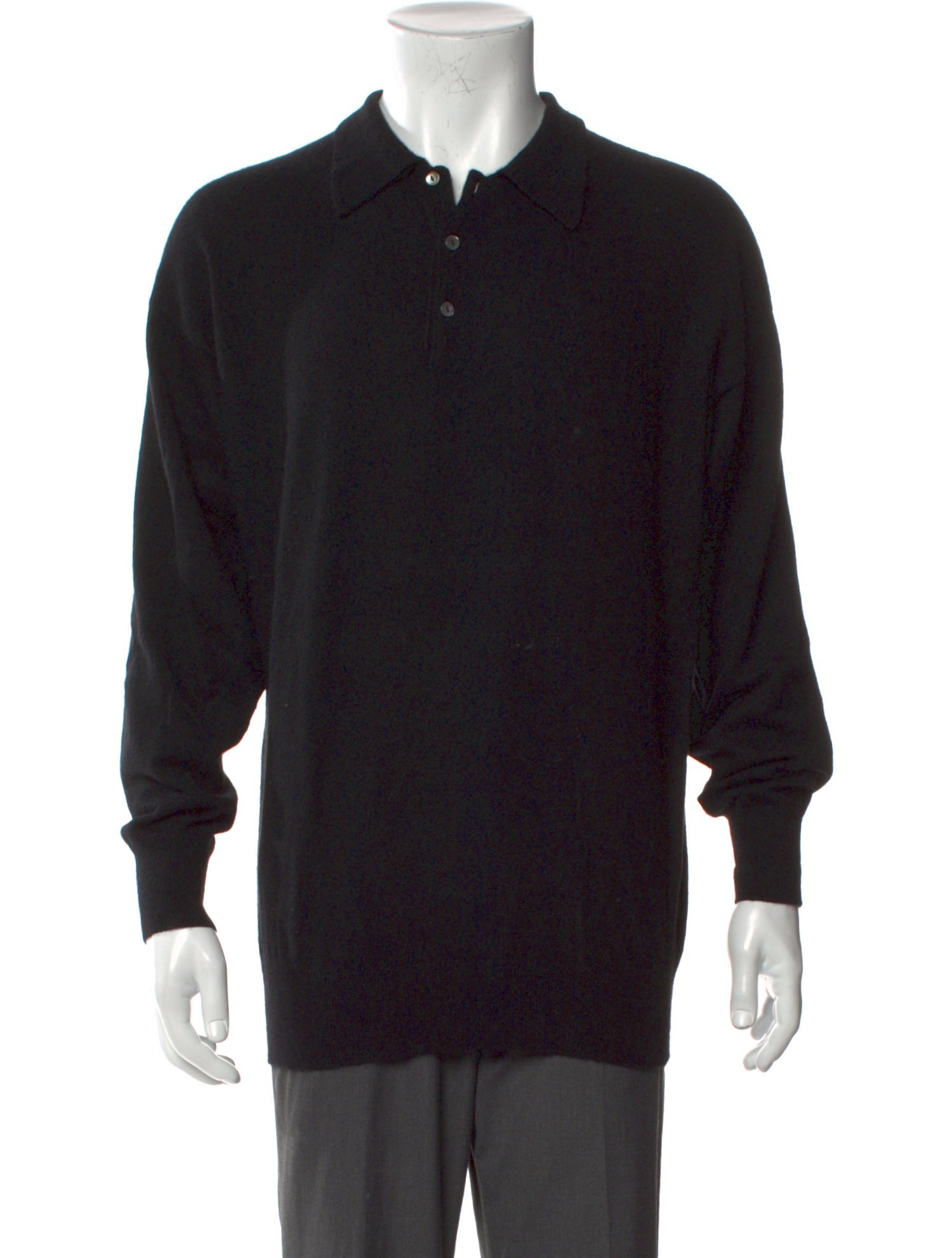Neiman Marcus Cashmere Crew Neck Polo Sweater
