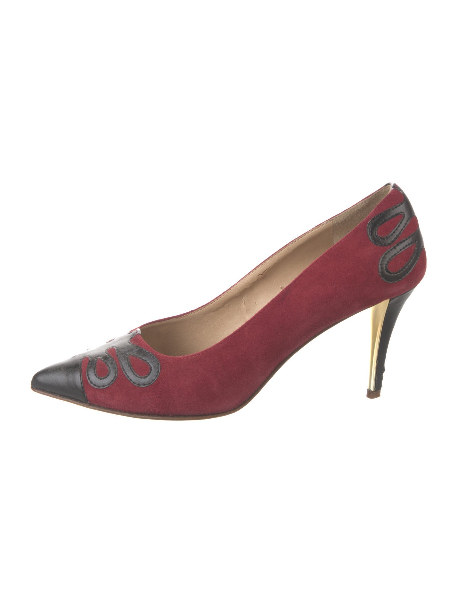 Neiman Marcus Suede Colorblock Pattern Pumps